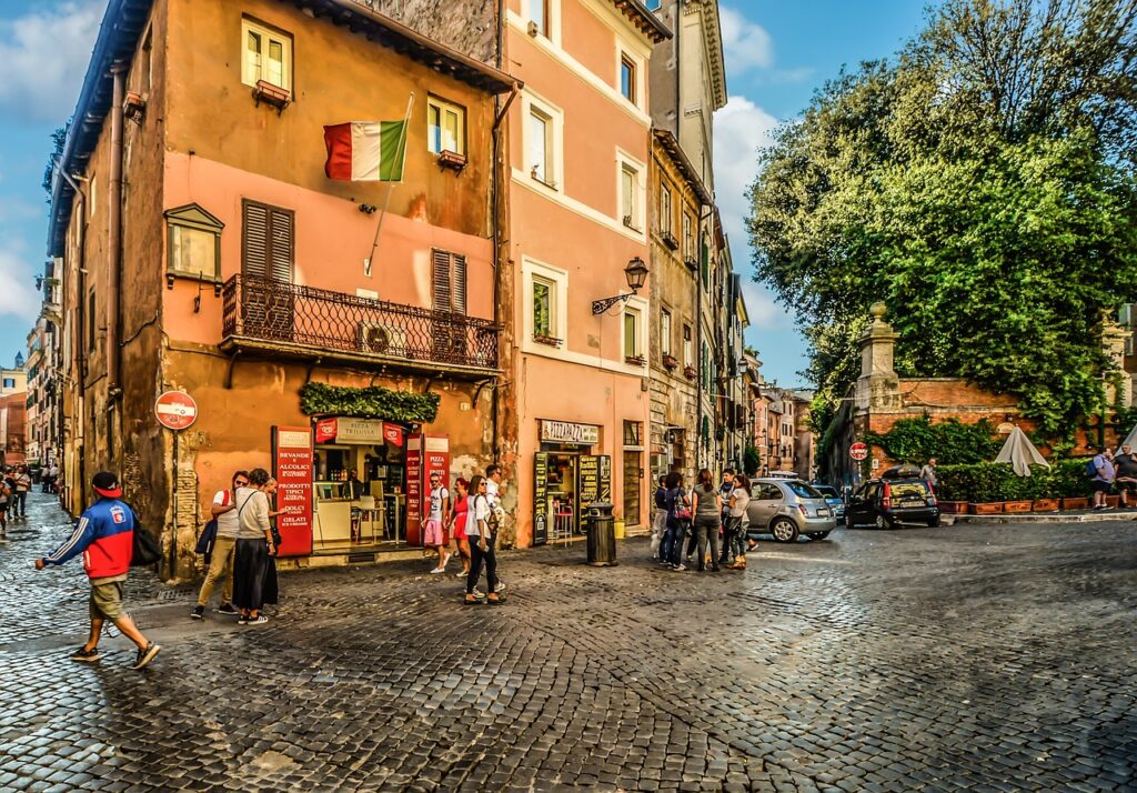 Calles del barrio del Trastevere en Roma