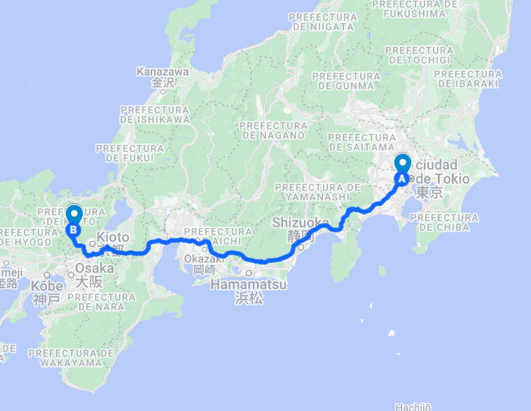 Mapa viaje  a japón 7 días