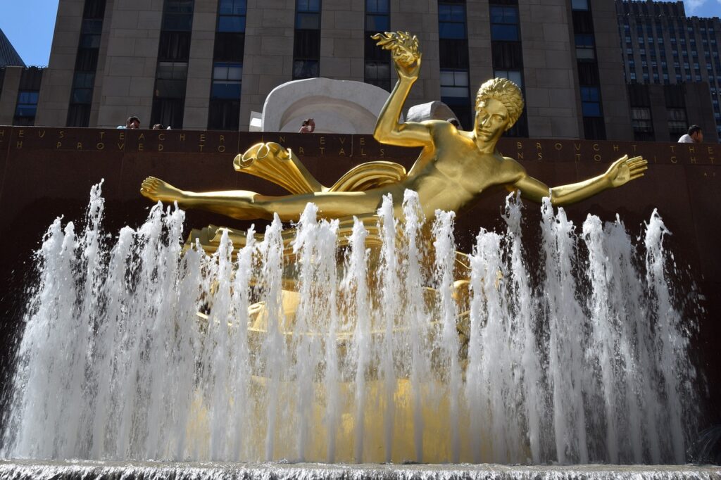 prometheus fuente, rockefeller center, manhattan