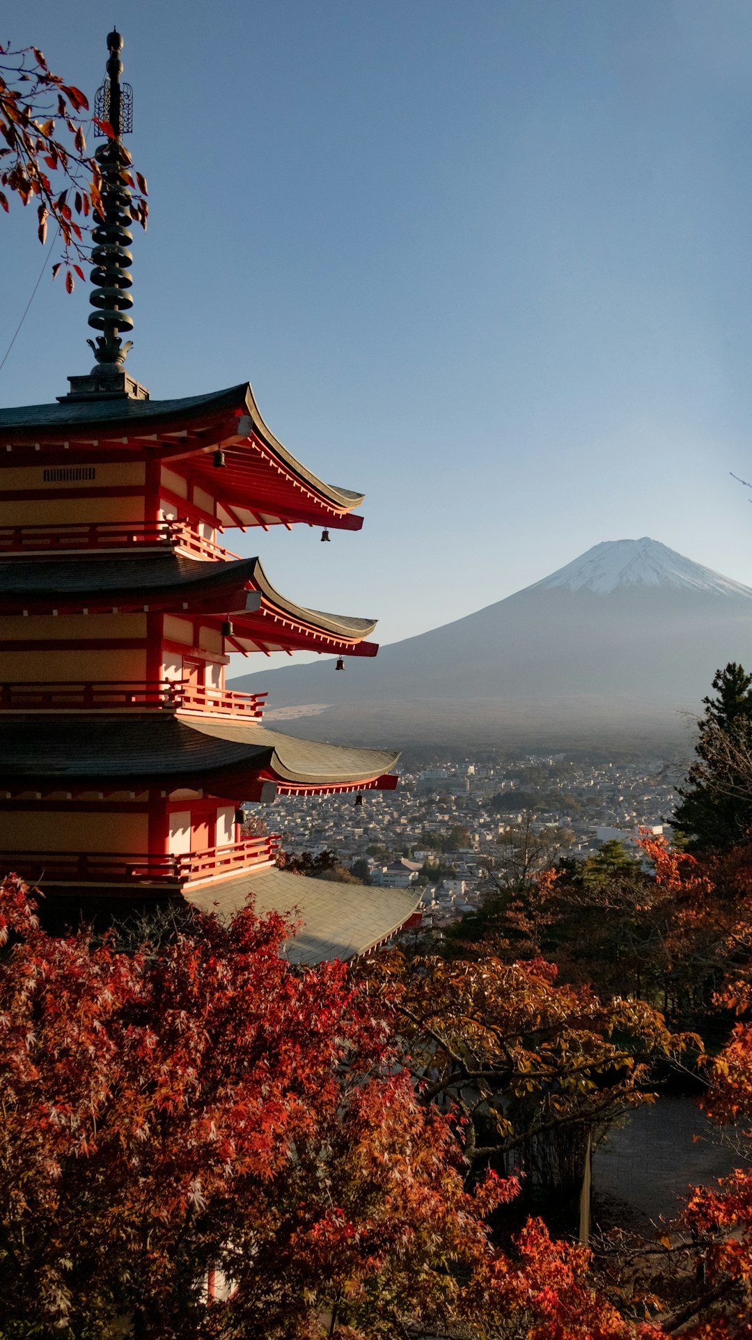 Templo entre árboles durante un viaje por Japón